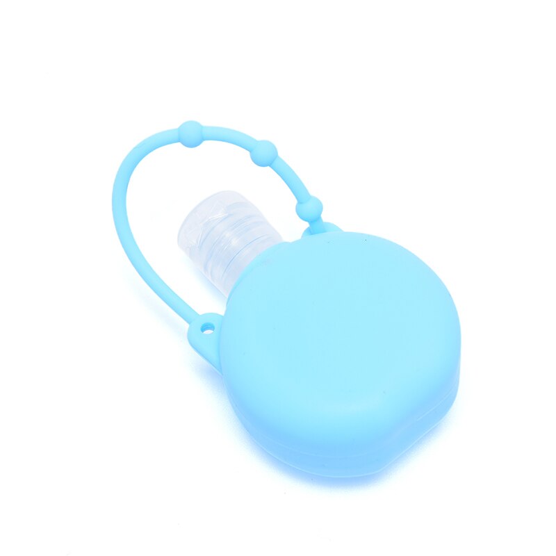 5 stuks 30ml siliconen ronde fles sleutelhanger handwasgel dispenser sleutelhanger handdesinfecterend middel schooltas sleutelhanger: Blauw