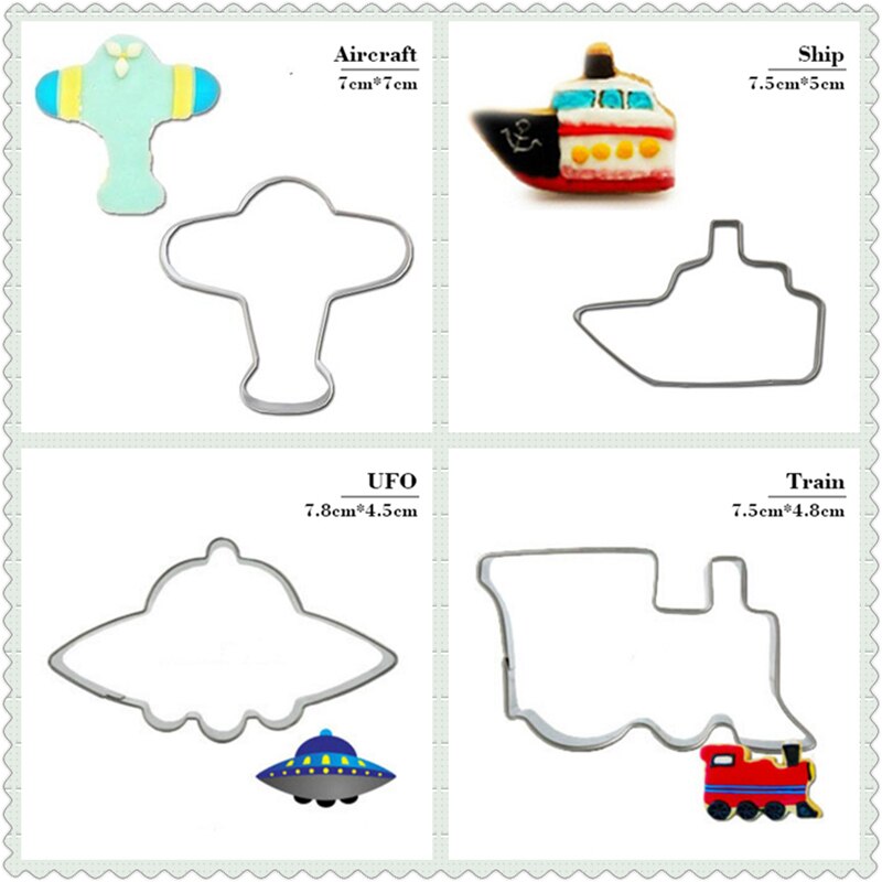 Airplane Ship And Train Cookie Tools Cake Stencil Kitchen Cupcake Decoration Template Mold Cookie Coffee Stencil Mold Baking