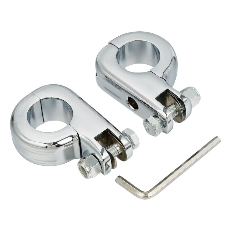 32mm Engine Guard Crash Bar Universal Highway Pegs Footpeg &amp; Mount For Yamaha Kawasaki Suzuki Harley Honda Touring Sportster: Chrome Clamps