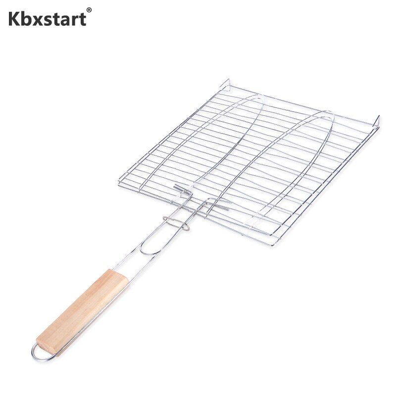 Grilltilbehør multifunktionelt rustfrit stål grillet fiskeclips dobbelt fisk grillnet udendørs grillværktøj