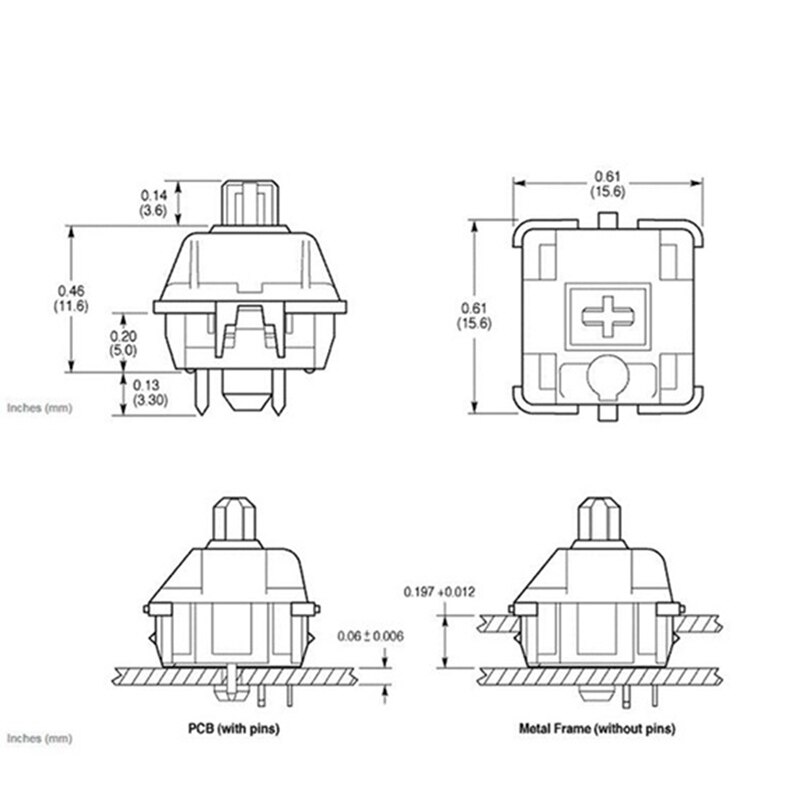 4 Key Caps Mechanical Keyboard Switches Tester Sampler Acrylic Caps Translucent Keycaps Kit for Cherry MX Testing Tool
