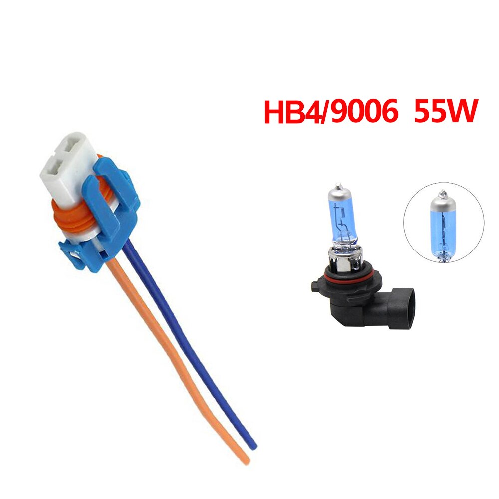 1PC Car H1 H4 H7 H11 HB3 HB4 Headlight Ceramic Bulb Holder Extension Automotive Wire Halogen Adapter Socket Lamp Connector: HB4 with 55W Bulb