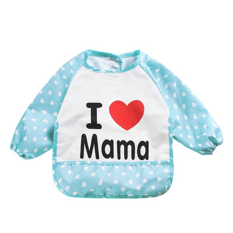 Leuke Meisjes Baby Baby Familie Lange Mouw Anti Slijtage Waterdichte Feeding Bib Schort