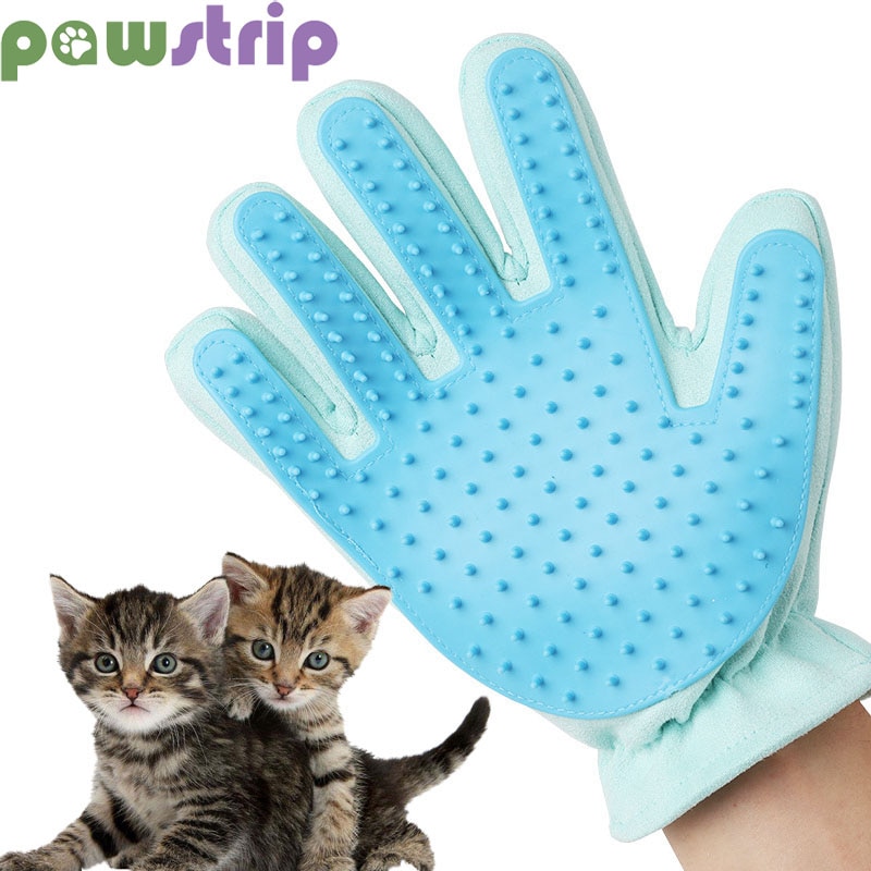 Guante azul de silicona para mascotas, guantes para eliminar el vello del gato, cepillo para gatos, cepillo para el baño de perros, cepillo para eliminar el pelo de los dedos