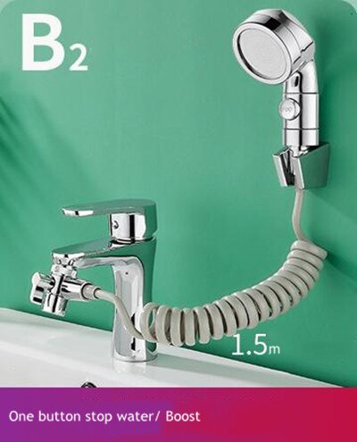 Kitchen Bathroom Sink Water Faucet External Shower Head Toilet Flush Extension Tap Small Nozzle Wash Hair Shower With Holder: b2 set