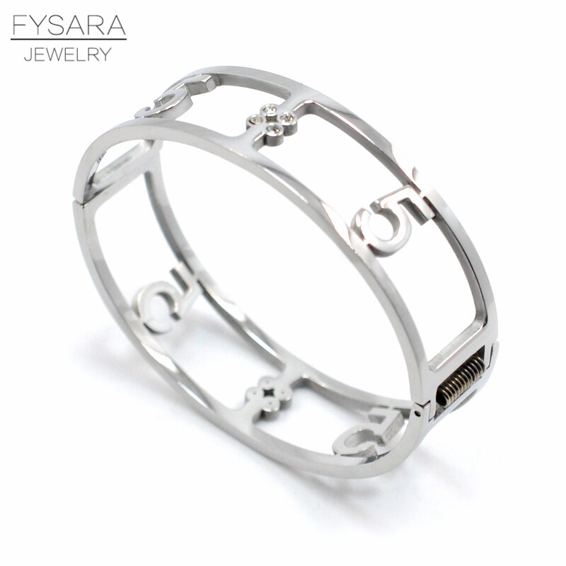Fysara rostfritt stål ihåliga nummer 5 armband & armband för kvinnor manschett breda armband lyxiga klassiska smycken för bästa vän
