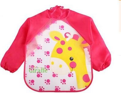 Leuke Cartoon Slabbers Lange Mouw Art Schort Dier Kiel Kinderen Bib Burp Kleding Zachte Voeden Eet Peuter Waterdichte Baberos: 6giffirae