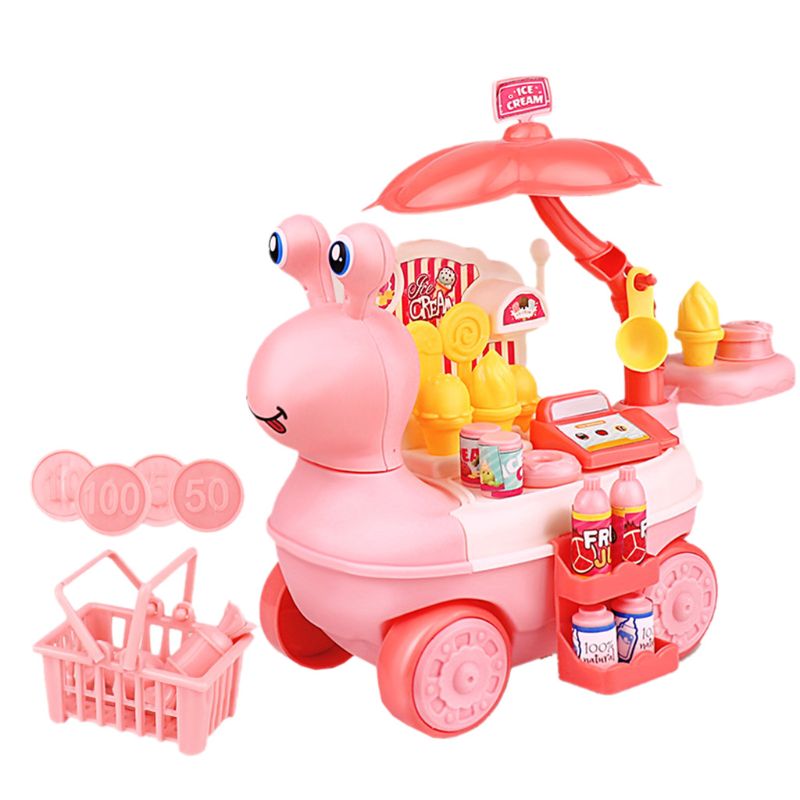 Snail Ice Cream Candy Pushable Car Girls Play House Role Play Game Toy Parent-child Interactive Assembled DIY Toys