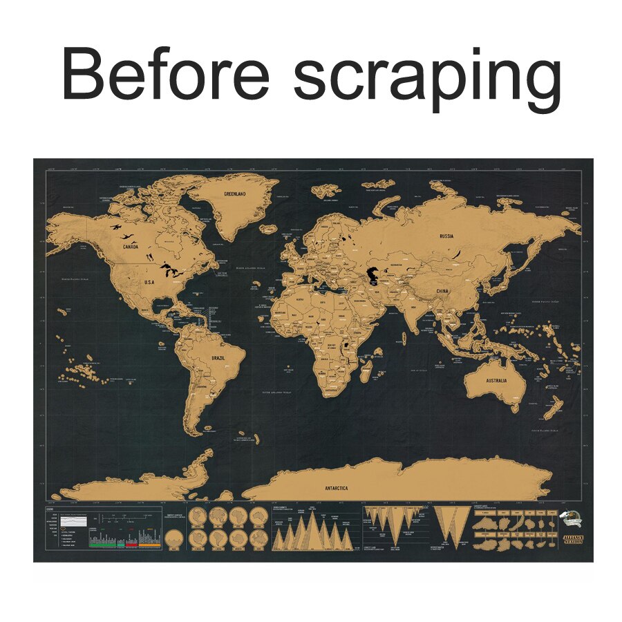 42x30cm Travel Deluxe Scratch off Map Erase black World mapa For kids Traveler Geography wall Poster mundi rascar