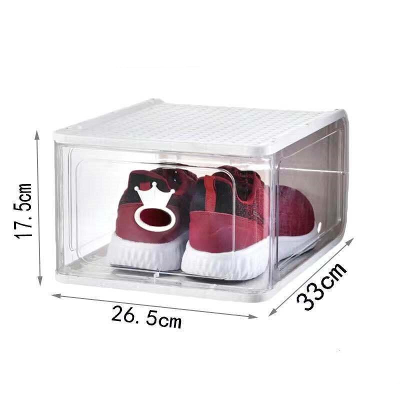 PP plastic transparent shoe box, increase and thicken high-top basketball shoe storage box, sports shoes dustproof shoe box: M white