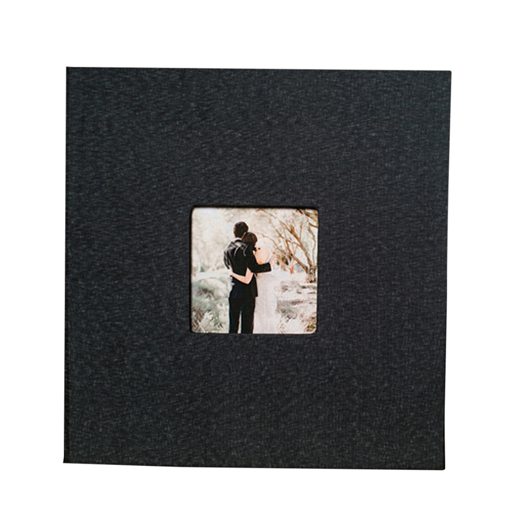 Cloth Cover Self-stick Photo Album Handmade DIY Scrapbook Home Anniversary Picture Album: Black