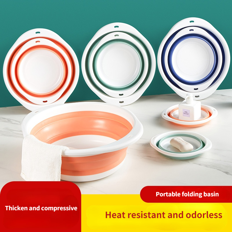 Household Silicone Folding Washbasin Stand, Children's Cartoon Basin, Student Dormitory Travel Portable Foldable Basin