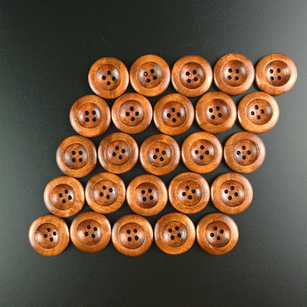 4 gaten 20 stuks ronde houten knopen diy kleding kleding naaien decoratieve knopen 25mm(1 ") scrapbooking knopen voor kleding