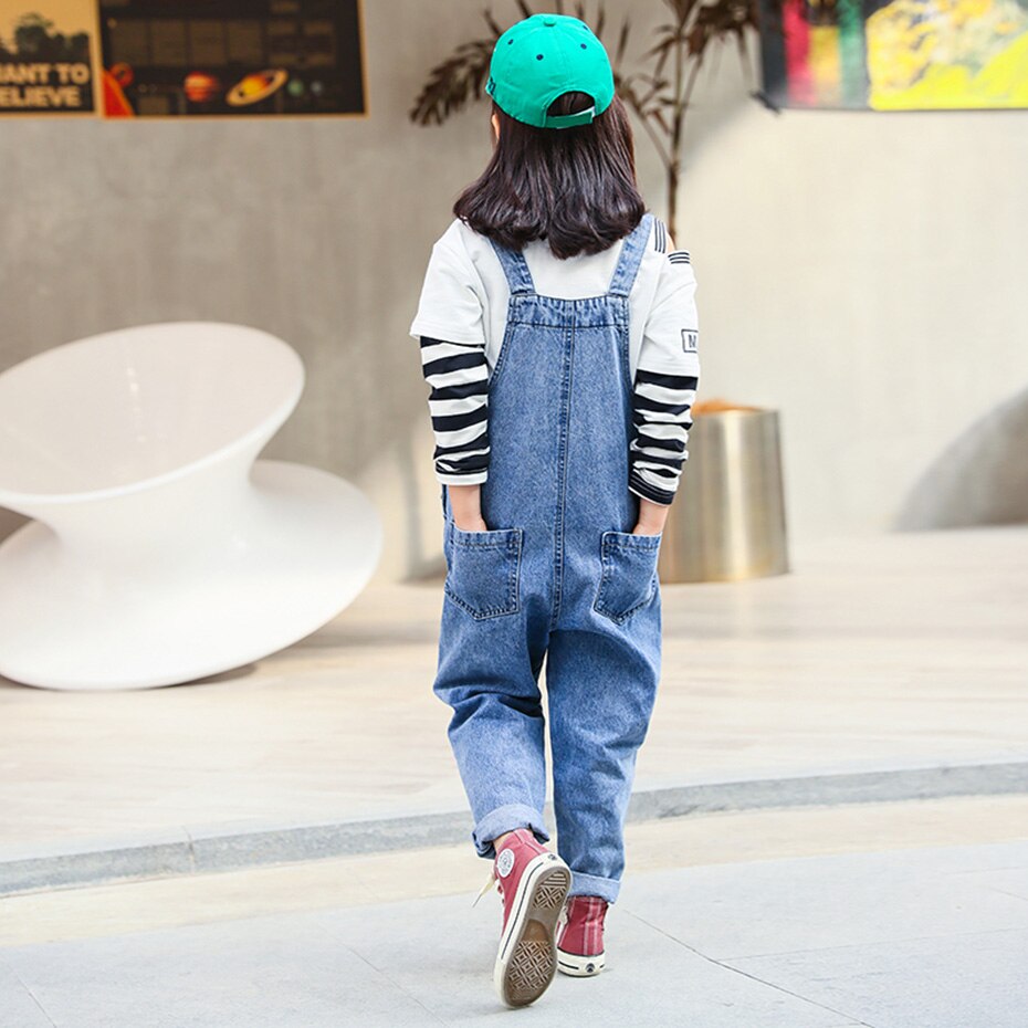Tiener Meisjes Denim Jumpsuit Overalls Brief Patroon Meisjes Jumpsuit Kinderen Jongens Broek Casual Kinderen Jeans