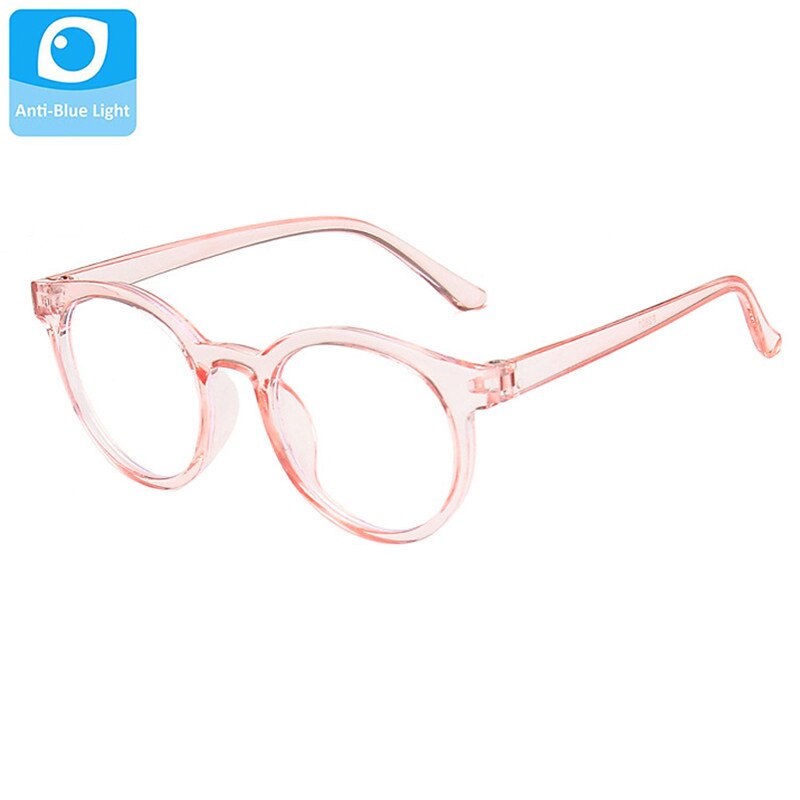 Gafas de protección contra luz azul redonda ultraligera, montura para niños, lentes transparentes, gafas para niños, gafas para niños, gafas para niñas: Rosa