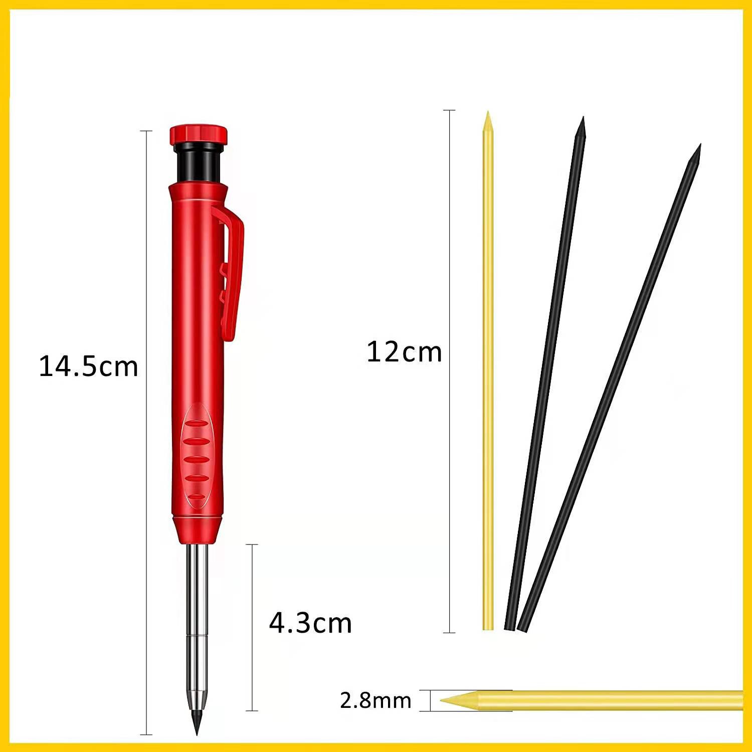 Diep Gat Effen Timmerman Potlood Set Met Multicolor Refill Leads Ingebouwde Slijper Mechanische Potlood Marker Markering Tool