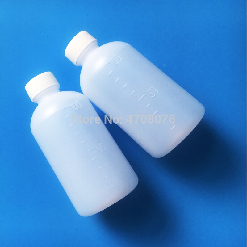 100ml 30 stk/pak pe lab reagensflaske med skala plastik prøveflaske med skruelåg smal mund rund til kemisk test