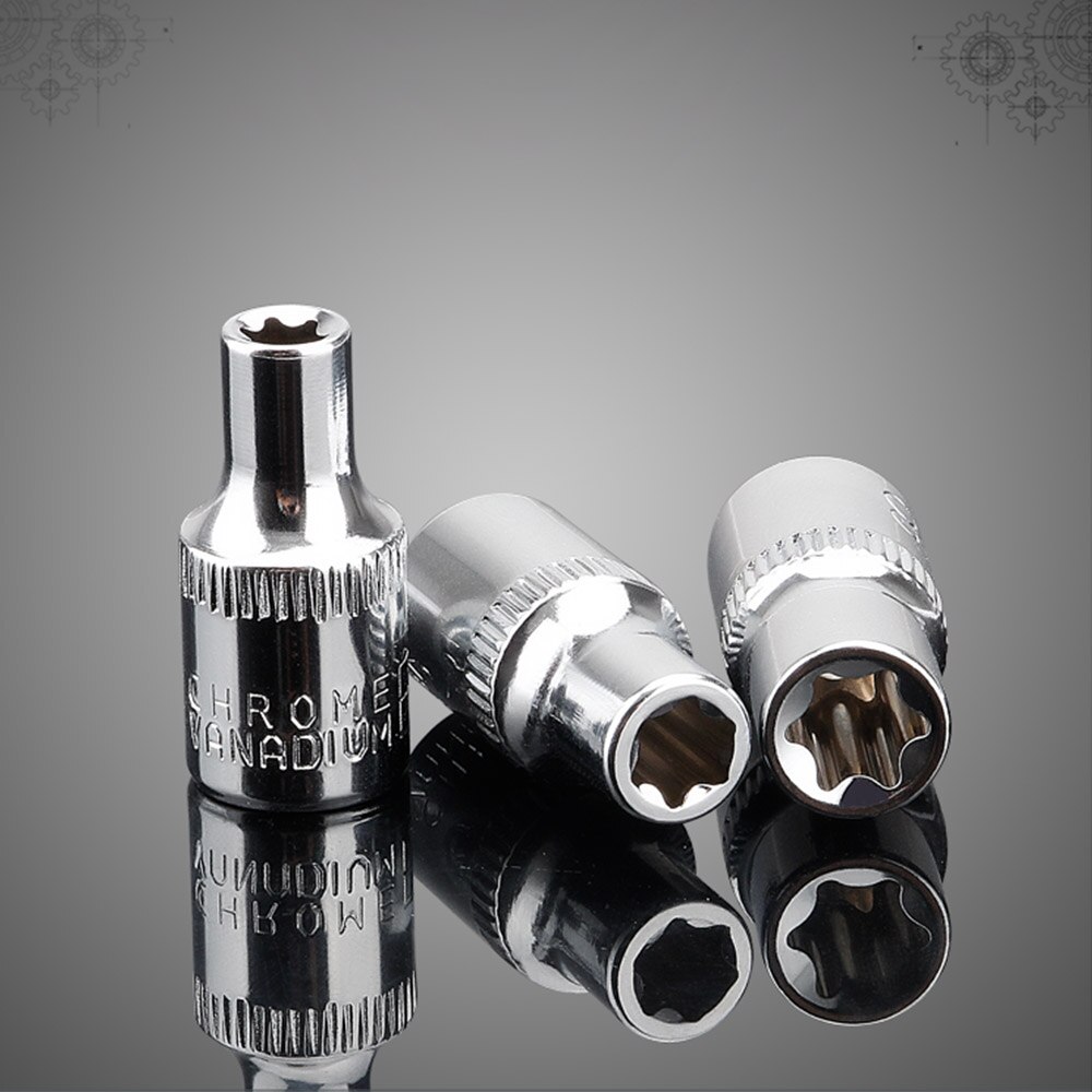 1 stk 1/4 "torx star-sokkel e type  e4 e5 e6 e7 e8 håndreparationsværktøj firkantet hul