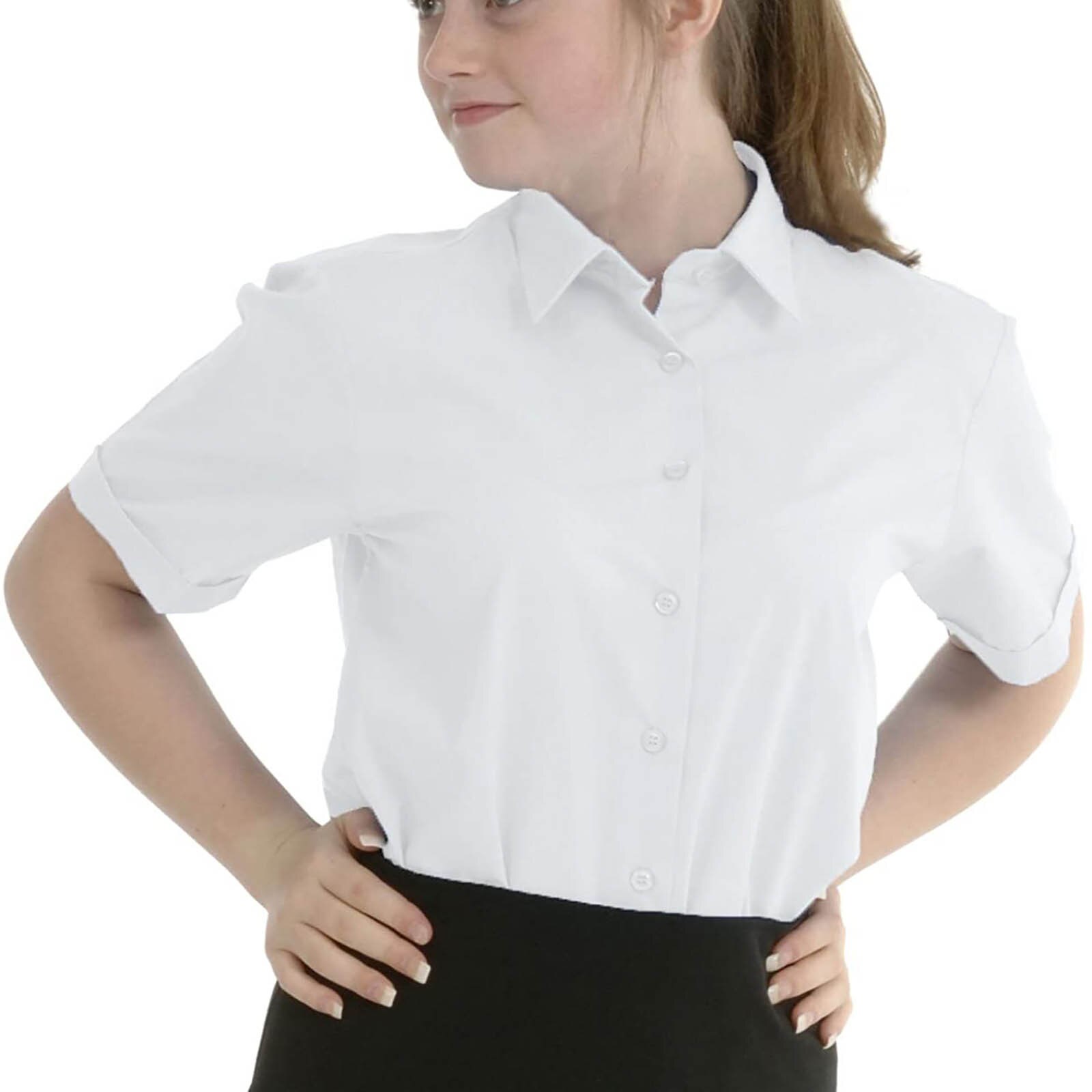 Girls School Blouse White Shirt Teenage Shirts Blouses Girls Short Sleeve Shirts Tops Girl School Uniform 10-18 Years Tops