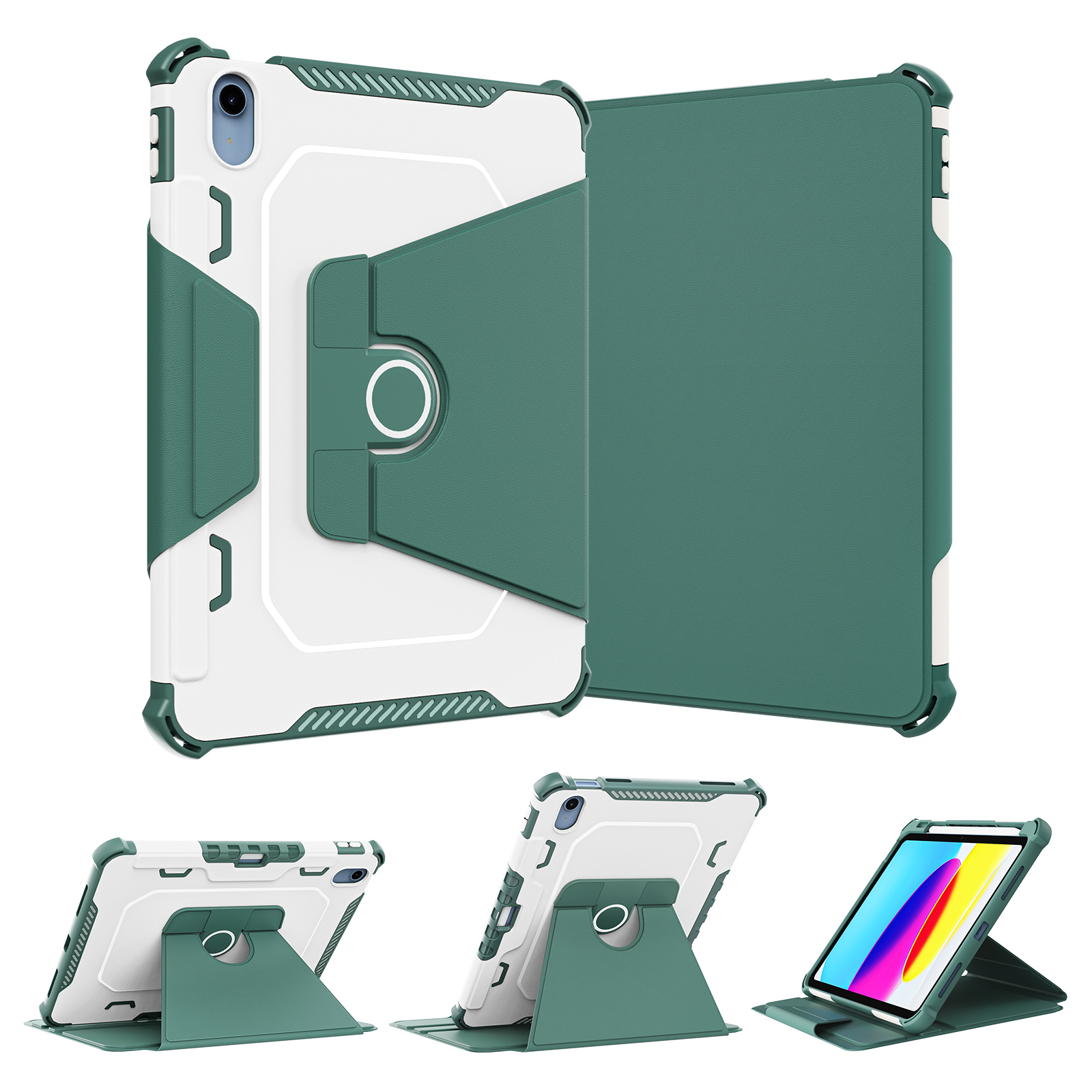 360 Rotation Stand For Apple iPad Air 11 4 Air5 Case A16 A2903 A3355 A3267 Book Leather Tablet Protection Cover: iPad mini (5th Gen) 7.9-inch / green