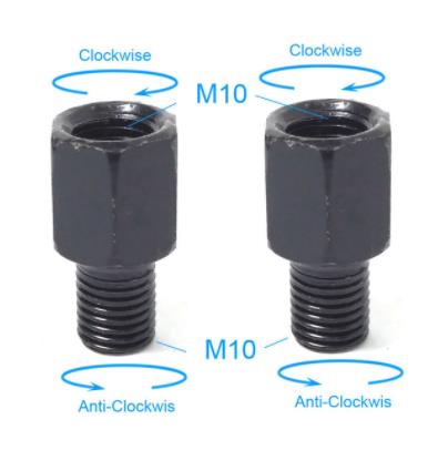 Paar Zwarte Motorfiets Spiegel Adapters M10 10Mm M8 8Mm Achteruitkijkspiegel Spiegels Conversie Bolt Rechtsom Anti-Klok Rechts links Draad: Zilver