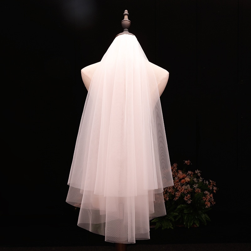 Velo de novia corto blanco de dos capas, de 90cm con peine velo de novia, velos de marfil para de boda, velo de tul suave de champán negro, velo de novia sposa