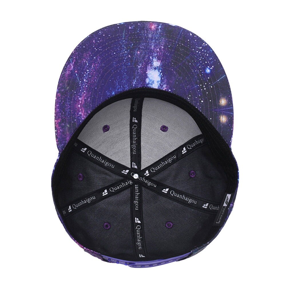 Quanhaigou Snapback Hip Hop Hat ,Purple Galaxy 3D Printed Dad Plaid Flat Bill Brim Adjustable Baseball Cap Men Women Trucker Hat
