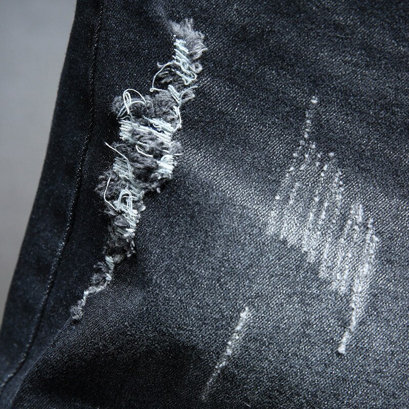 Grande taille 40 42 44 46 hommes Short en jean été Style classique noir trou Stretch coupe ajustée Denim Short Bermuda homme