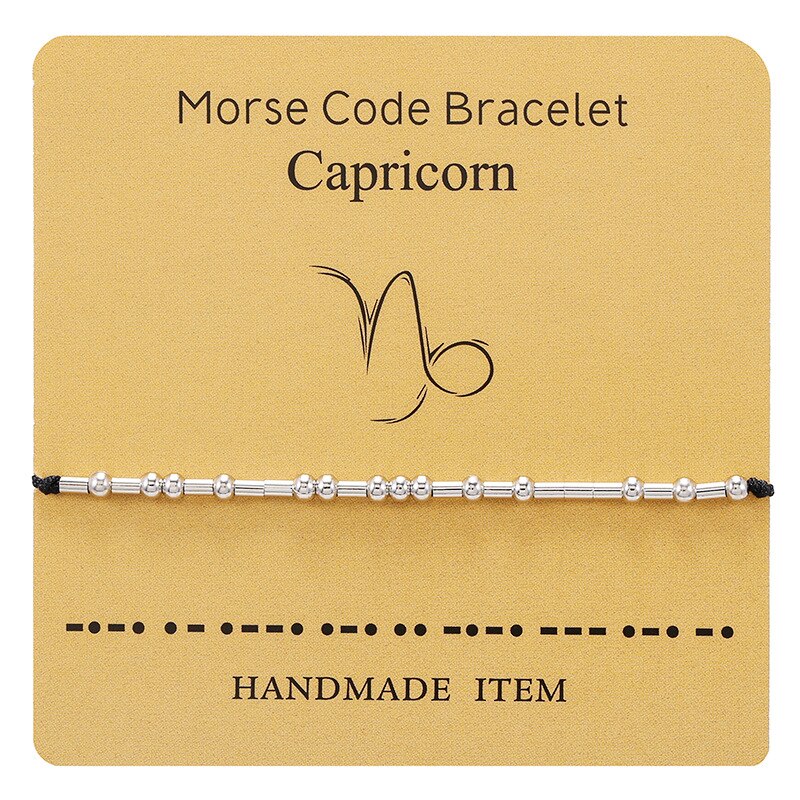 Kupfer Zodiac Konstellationen Morse Code Geflochtene Armbänder Silber Farbe Schwarz Krebs Einstellbar Für Frauen und Mann 1 Stück: 4