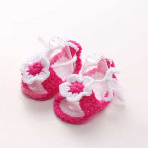 IMCUTE Baby Girl Kid Infant Handgemaakte Haak Knit Bloem Parel Sandalen Peuter Schoenen