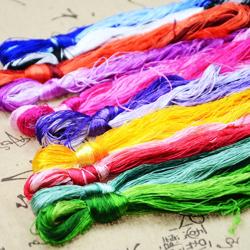 Sanbest naturlig silke broderitråd 30/50/100 nøgler flerfarvet floss tråde håndlavede vævede smykker su silke diy