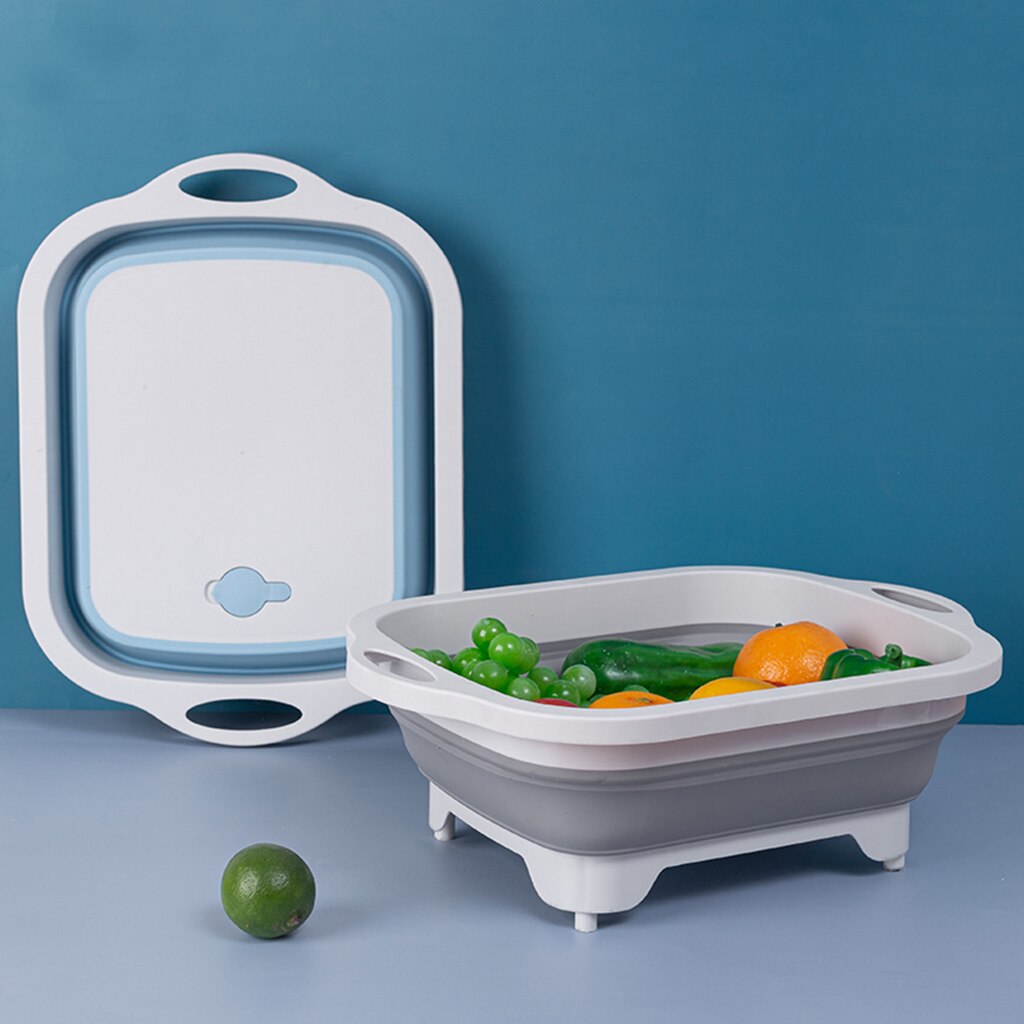 Bassin pliable Portable avec bouchon de vidange pour le lavage des légumes de fruits de cuisine