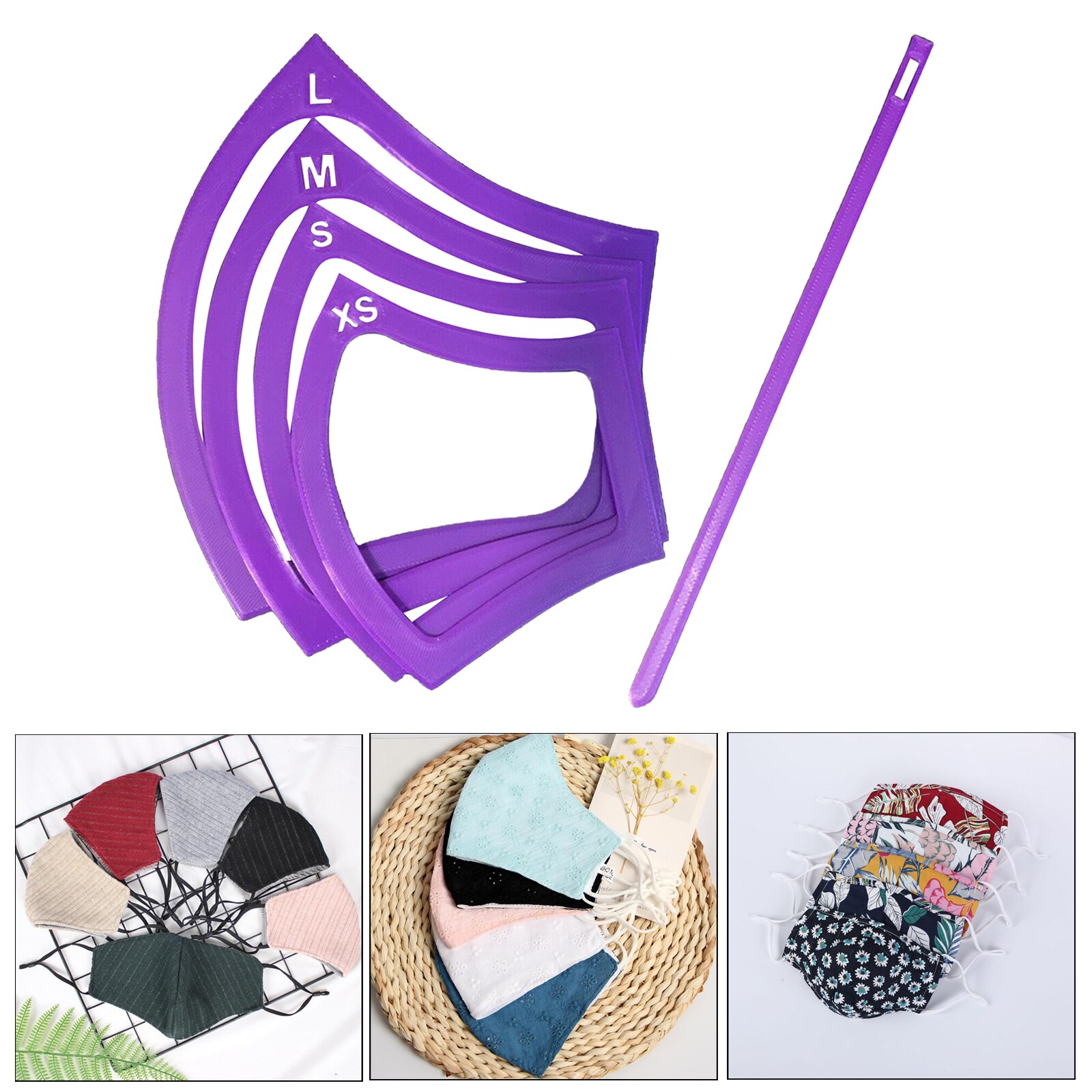 4pcs Sewing Template Purple Plastic Sewing Template Mask Pattern DIY
