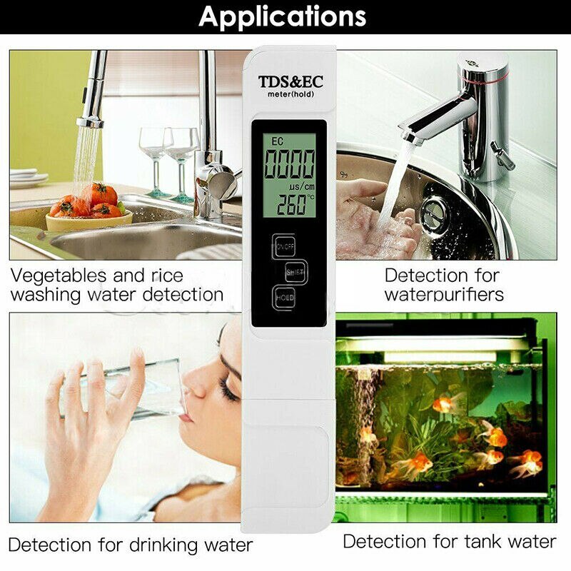 Digital Electric TDS/EC/PH Meter Tester Hydroponics Water Test Pen Aquarium（3pc/set）