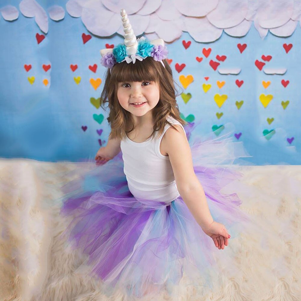 Baby Meisjes Pastel Eenhoorn Tutu Rokken Kids Ballet Tulle Pettiskirt Onderrokken Met Bloem Hairbow Kinderen Party Kostuum Rokken