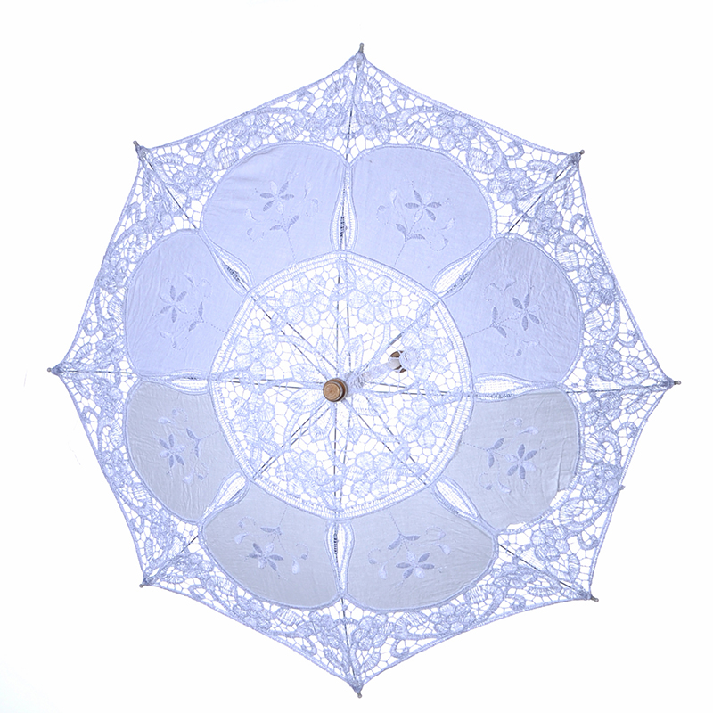 Bridal Umbrellas Wedding Floral Lace Umbrella for Women Romantic White Ivory Embroidery Parasol Umbrella Wedding Supplies D30: White L