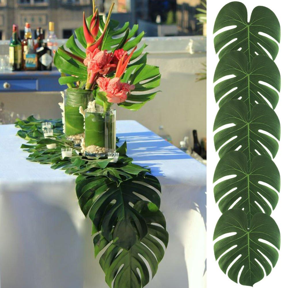 12 Pcs Kunstmatige Palm Bladeren Tropische Plant Faux Bladeren Safari Bladeren Voor Thuis, Keuken, Feest, Bruiloft, tafel Decoratie