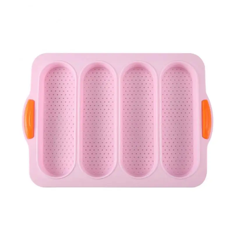 4-slot Open Silicone Bread Mold Non-Stick Bread Silicone Mould French Baguette Mold Baking Pans For Kitchen Baking Tool: army green