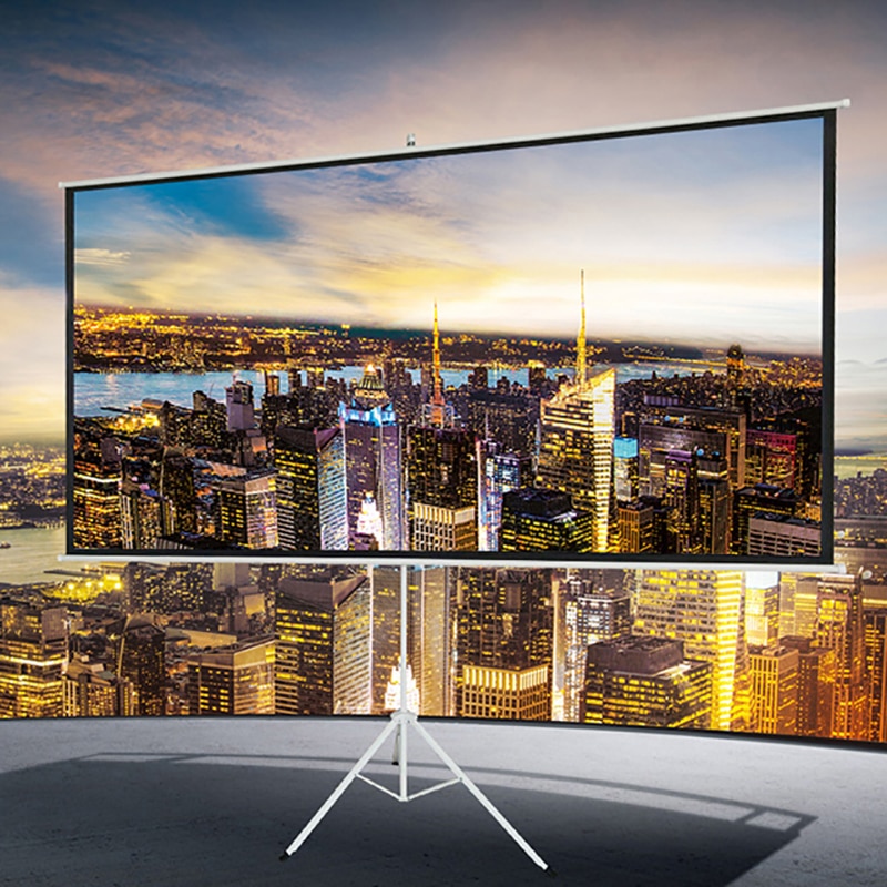 84 inch 16:9 Portable Indoor Outdoor Projector Screen Matte White Fabric Fiber Screen With Pull Up Foldable Stand Tripod