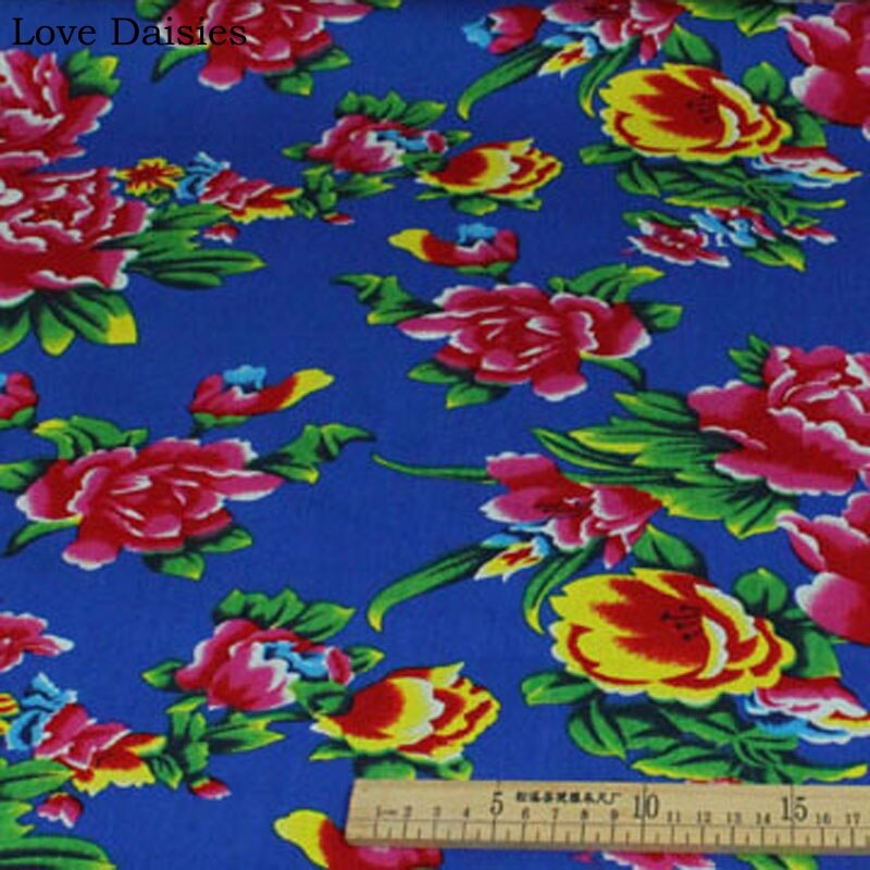 100% baumwolle verrotten SCHWARZ GRÜN BLAU Ethnische Chinesischen Traditionellen Pony Blumen stoffe für DIY Bekleidung Handwerk Tischdecke Kissen Dekor