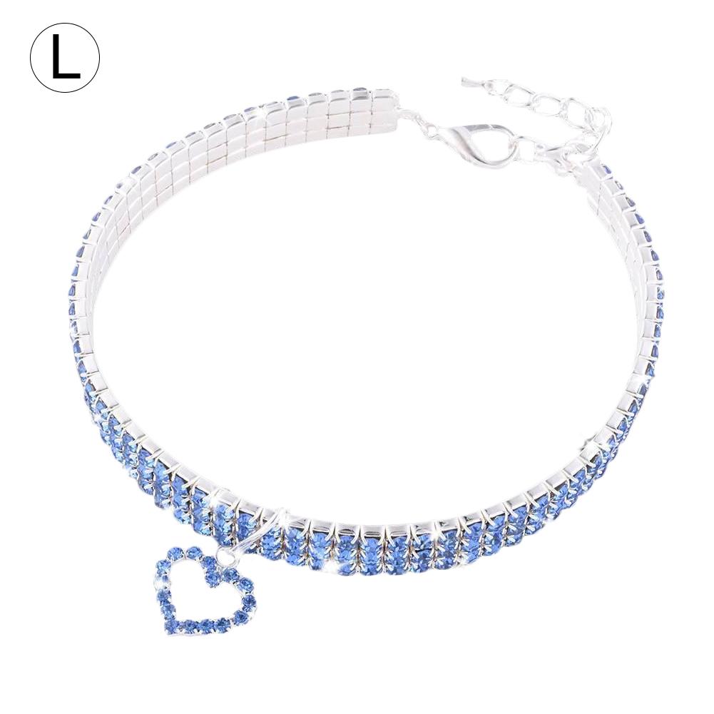 Prachtige bling kristallen hondenhalsband met diamant puppy, glimmende, volledige strass ketting, halsbanden voor kleine honden, benodigdheden: Blauw / 25cm