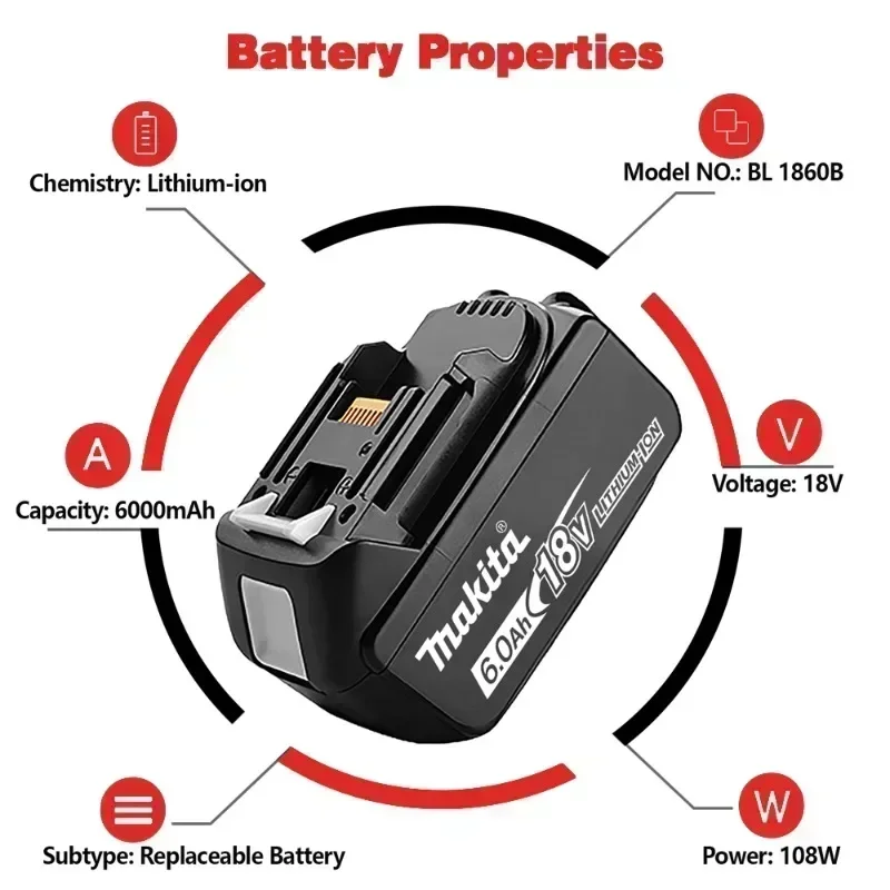100%  ægte makita 6ah til makita 18v batteri  bl1860b bl1840 bl1830b bl1850b bl1850 bl1860 bl1815 erstatnings lithium batteri