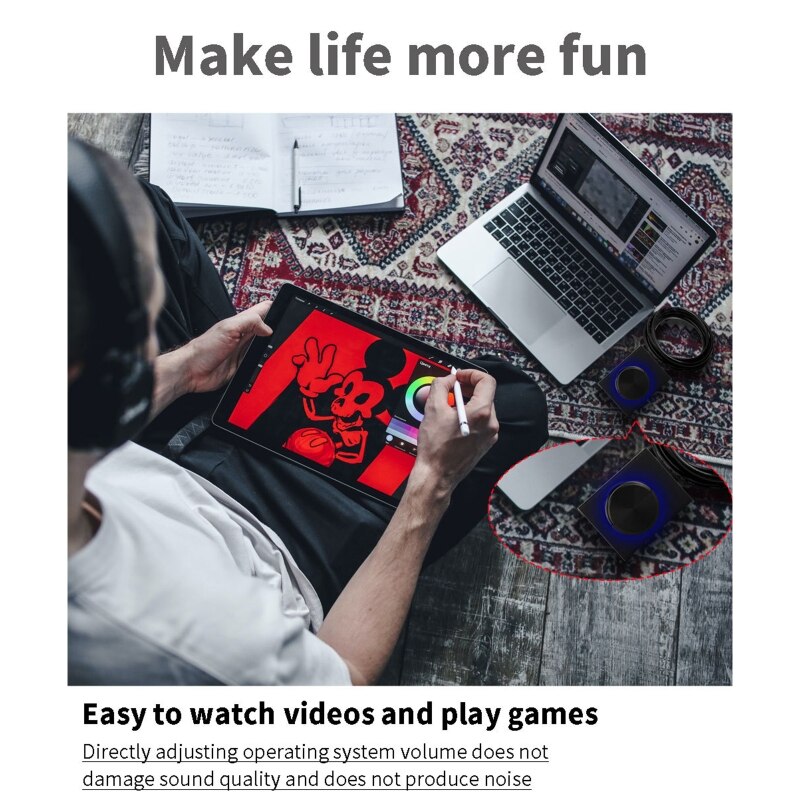 USB Volume Controller PC Computer Speaker Multimedia Volume Remote Control Adjuster Support for Win7/8/10/XP/Mac