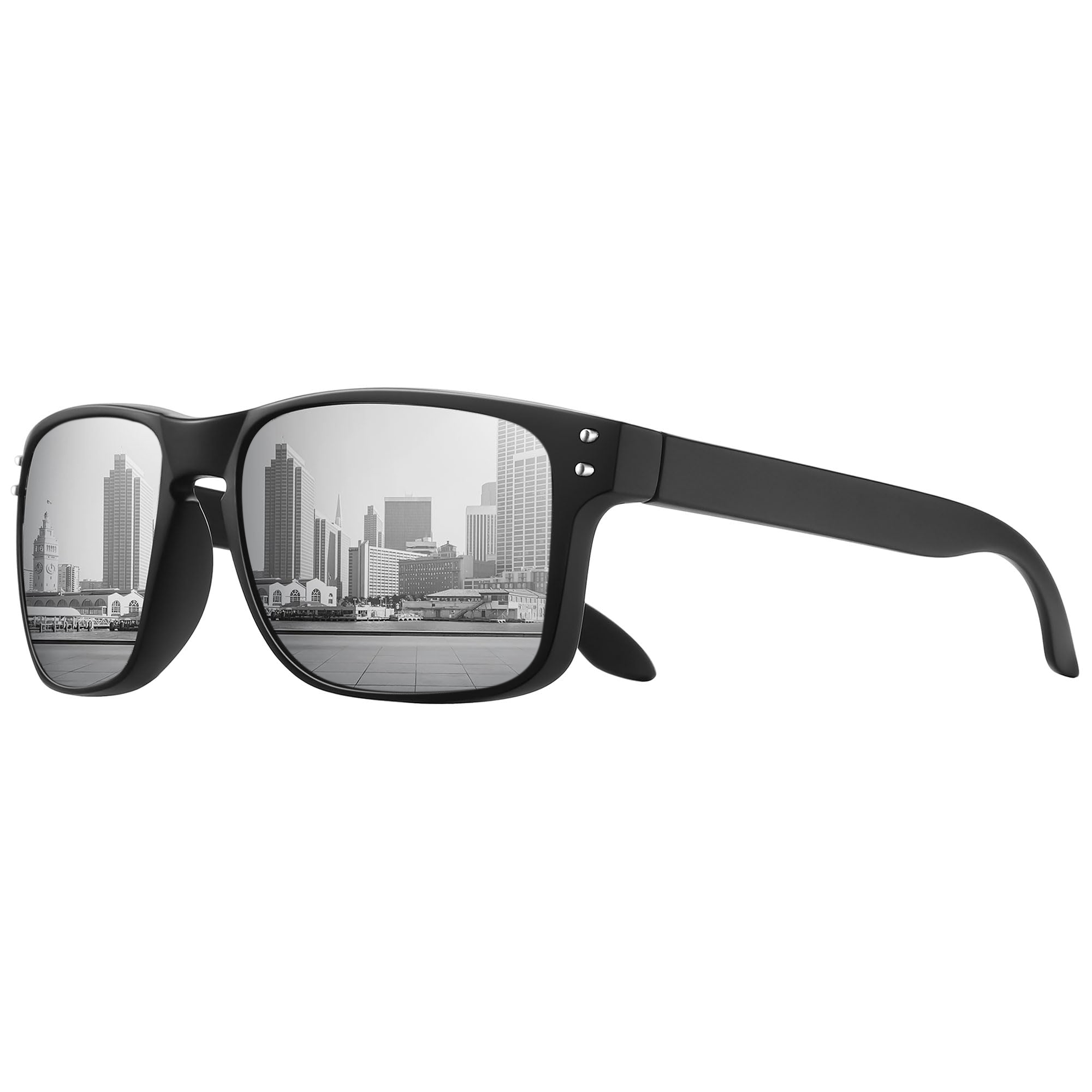 Klassische, quadratische retro-sonnenbrille mit polarisierten gläsern, metallnieten, unisex, zum autofahren, angeln, Jahrgang-stil, uv-schutz, strapazierfähig, modisch: Lila