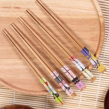 Japanse Stijl Bamboe Eetstokjes Sushi Voedsel Eetstokjes Chinese Stijl Afdrukken Patronen Eetstokjes Voedsel Sticks