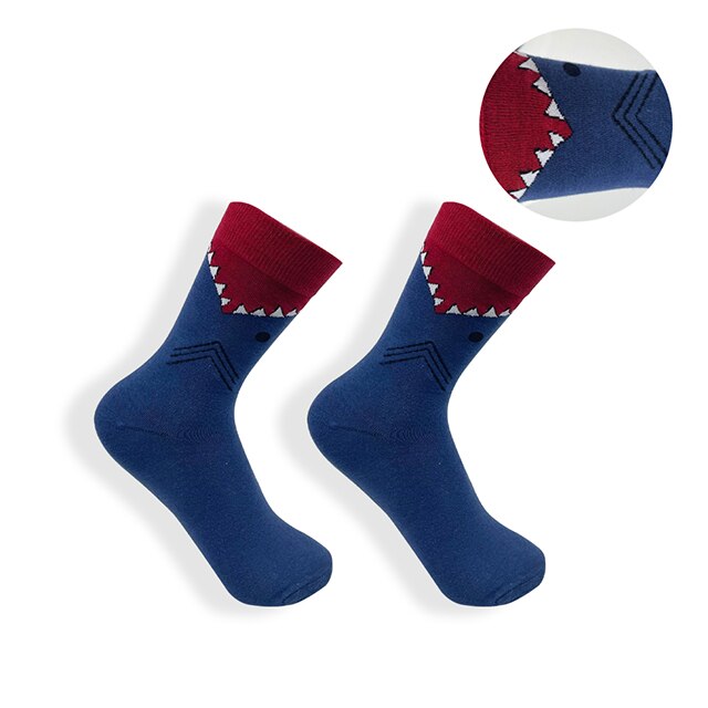 Calcetines largos de algodón con estampado de cocodrilo para hombre y mujer, medias casuales de animales, cebra, rayas, tiburón, 1 par: shark