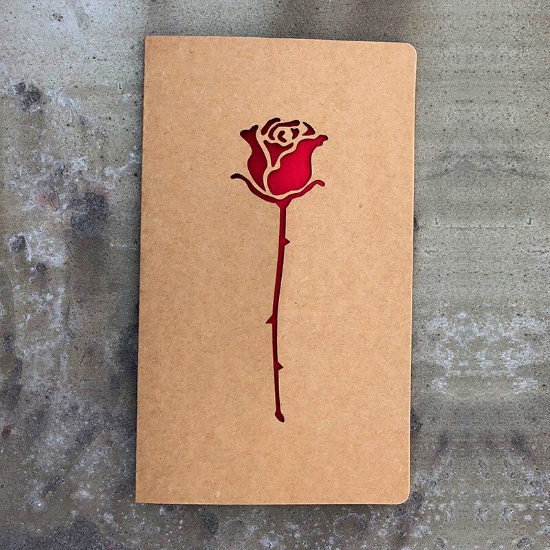 PCS 2 Papel Kraft Retro Tipo Dobrável Cartão Da Flor Do Coração da Festa de Aniversário de Casamento Convites Cartões Em Branco do Presente Do Vintage: Rose