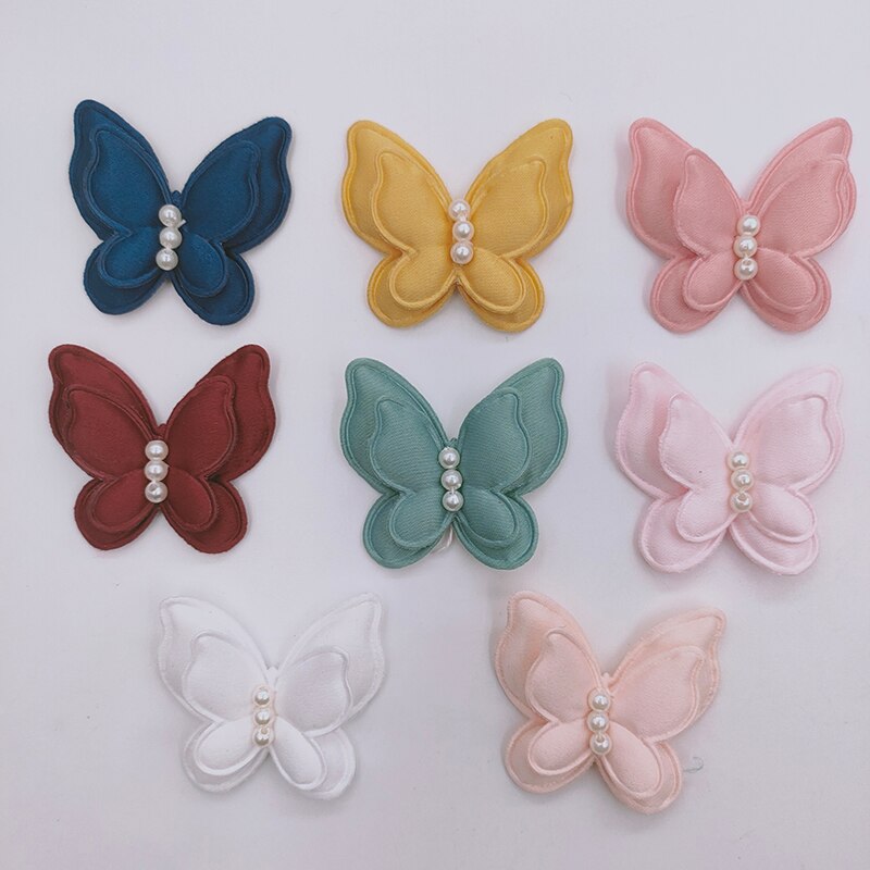 30 Stks/partij Stof Vlinder Gewatteerde Applique Voor Diy Hoofdtooi Haar Clip Bow Decor Accessoires Kleding Hoed Schoenen Naaien Patches: Mix