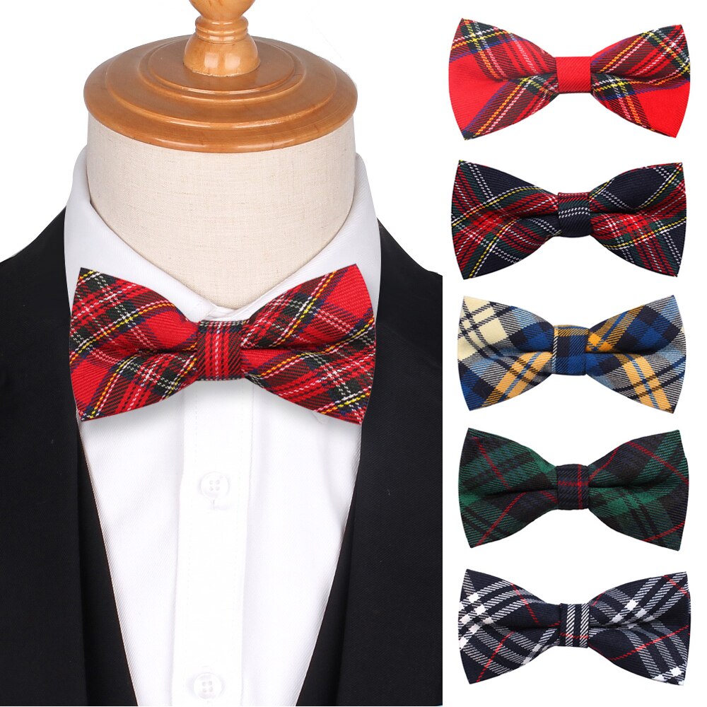 Nœud papillon à carreaux de Style anglais pour hommes et femmes, décontracté coton, ajustable, pour garçons et filles, pour mariage