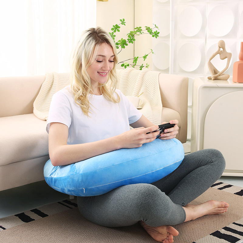 Gaming-Kissen, ergonomisches U-förmiges Schoßkissen mit Ellenbogenstütze für Erwachsene und Kinder, Armstützkissen zum Häkeln, Lesen: Black